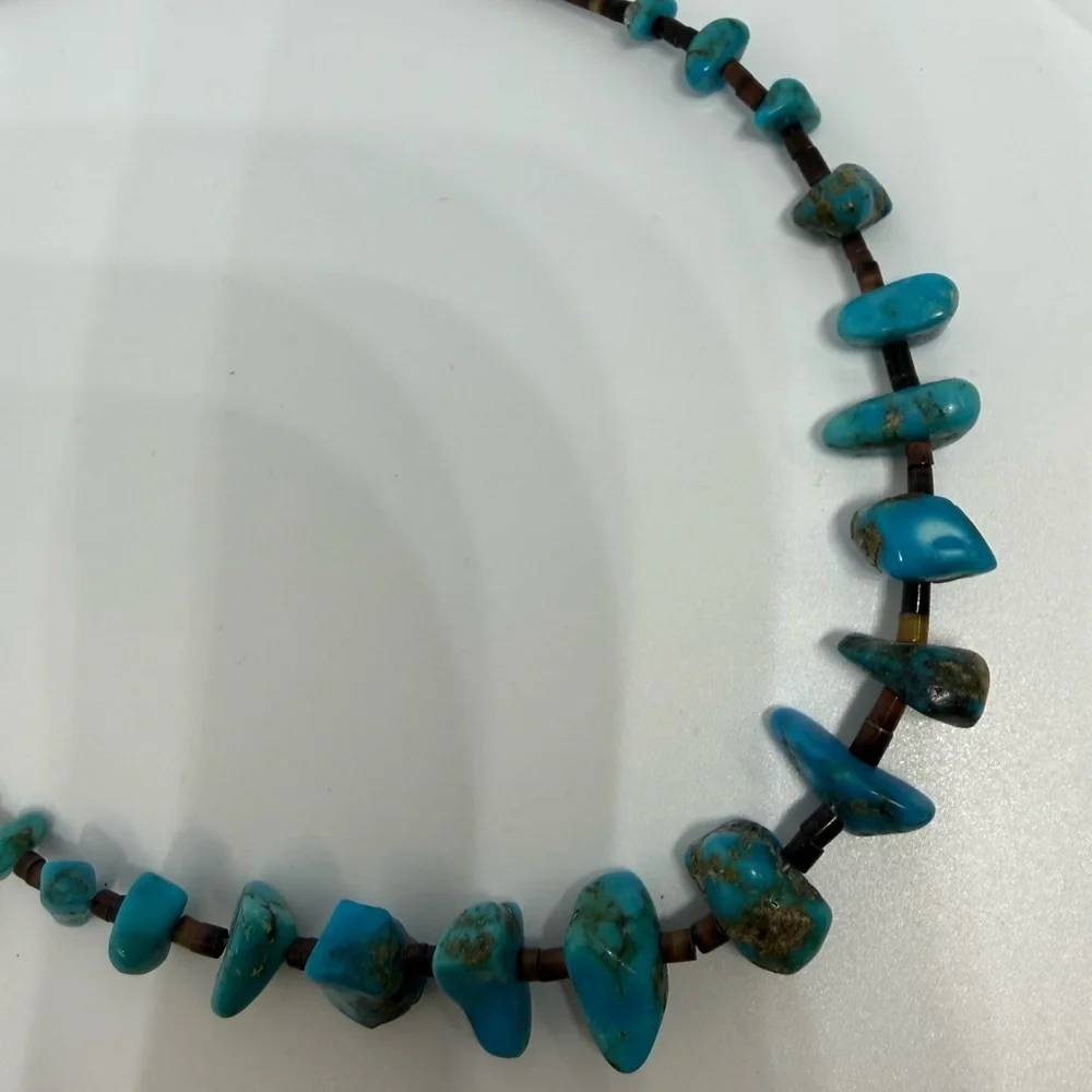 Genuine Turquoise Nugget & Heishi Bead Necklace